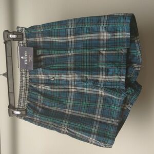 Small Stafford Regular Fit 100% Cotton Boxer Shorts Teal Tartan Green Plaid NEW